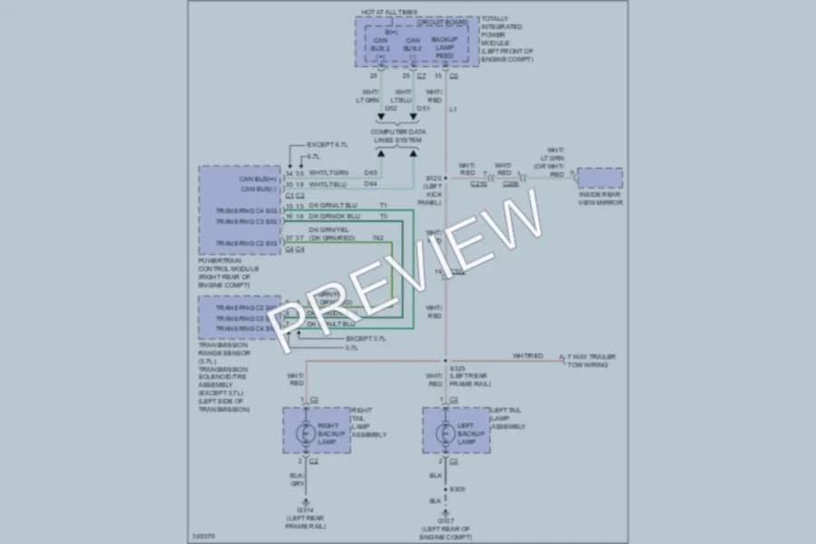 2012 Ram 2500 Exterior Lights wiring diagram preview with protected circuit layout