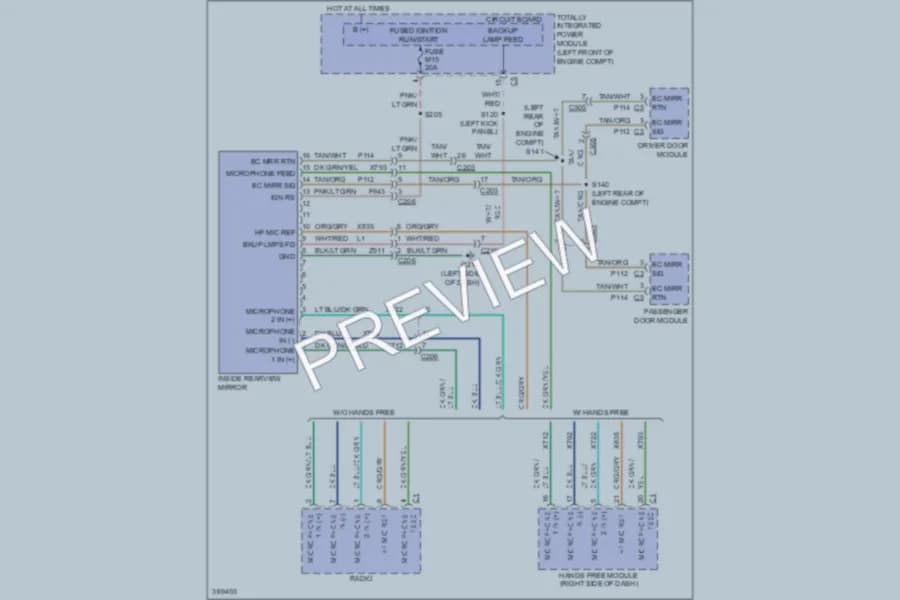2012 Ram 2500 Power Mirrors wiring diagram preview with protected circuit layout