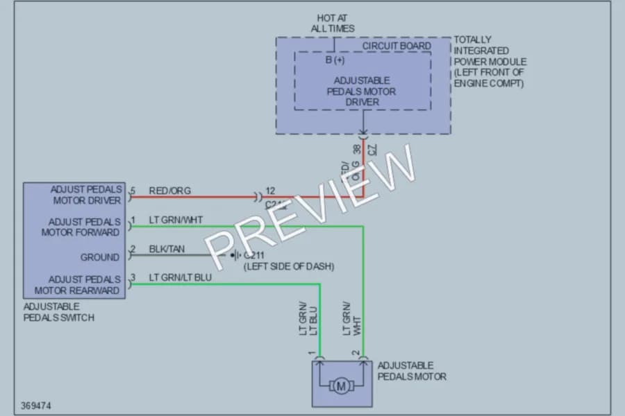 2012 Ram 3500 Hd Power Seats wiring diagram preview with protected circuit layout