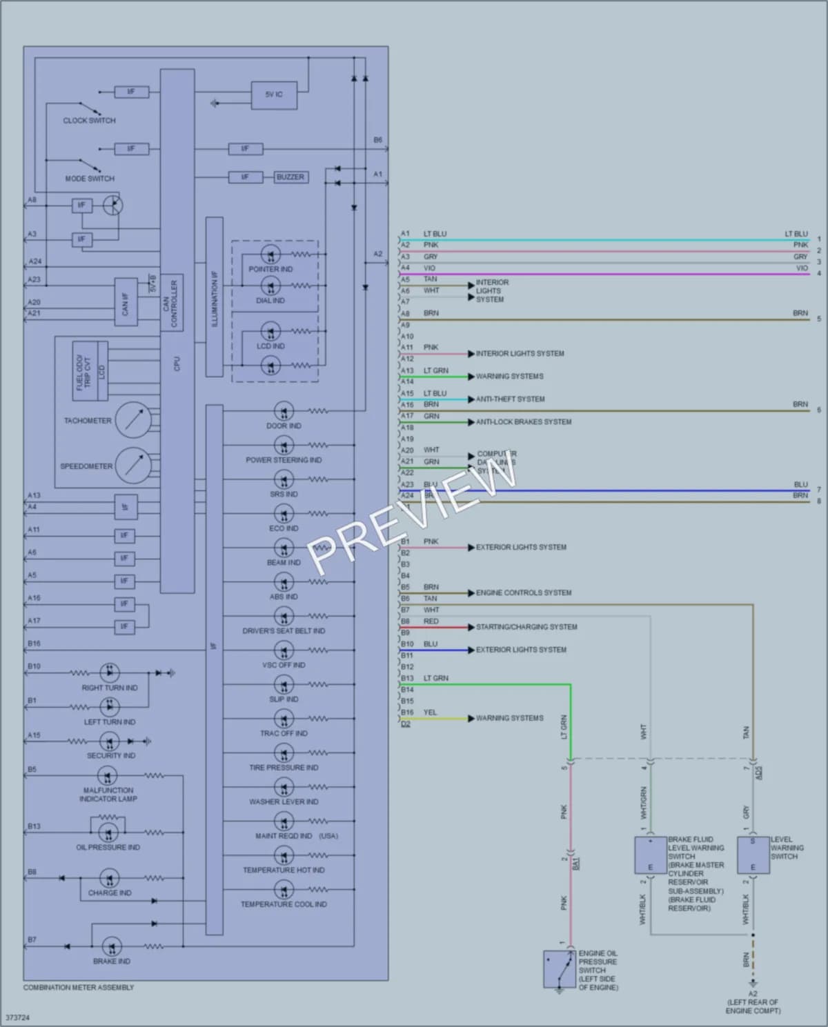2012 Scion iQ Instrument Cluster wiring diagram preview