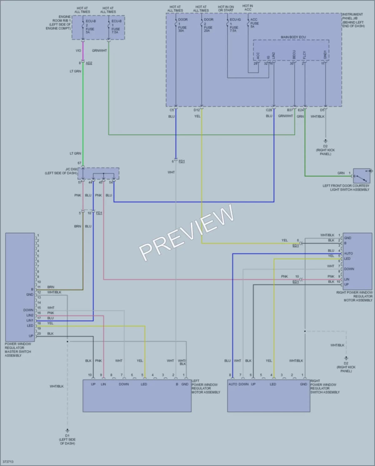 2012 Scion iQ Power Windows wiring diagram preview