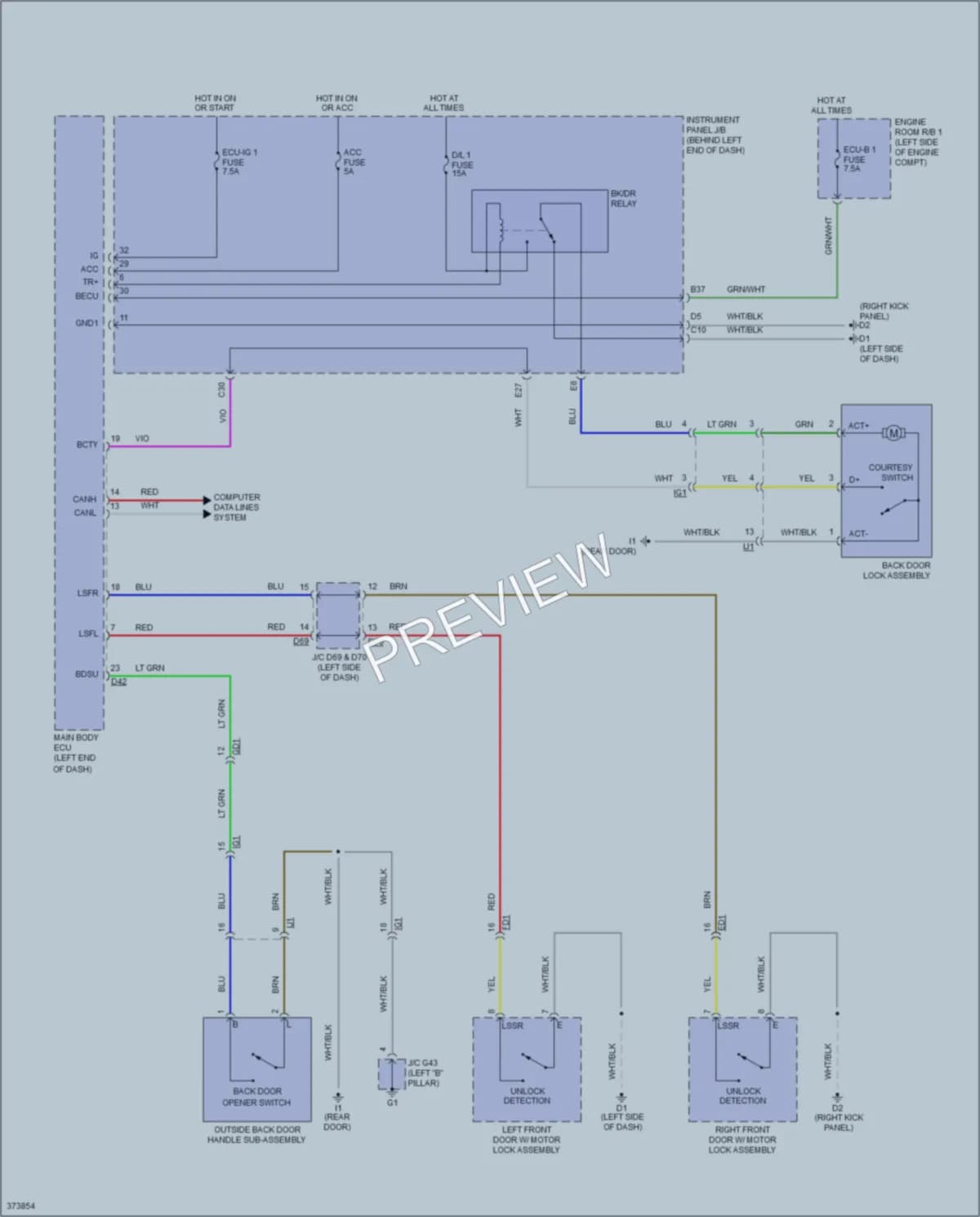2012 Scion iQ Trunk Tailgate Fuel Door wiring diagram preview