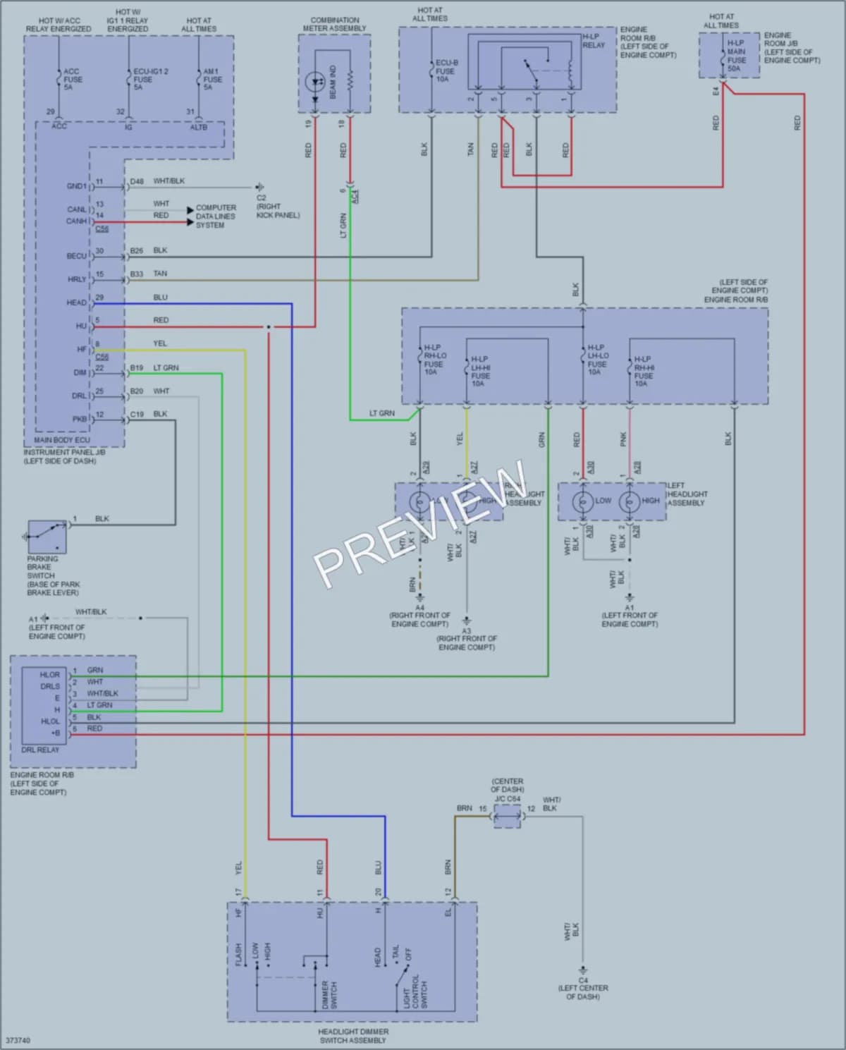 2012 Scion tC Headlights wiring diagram preview
