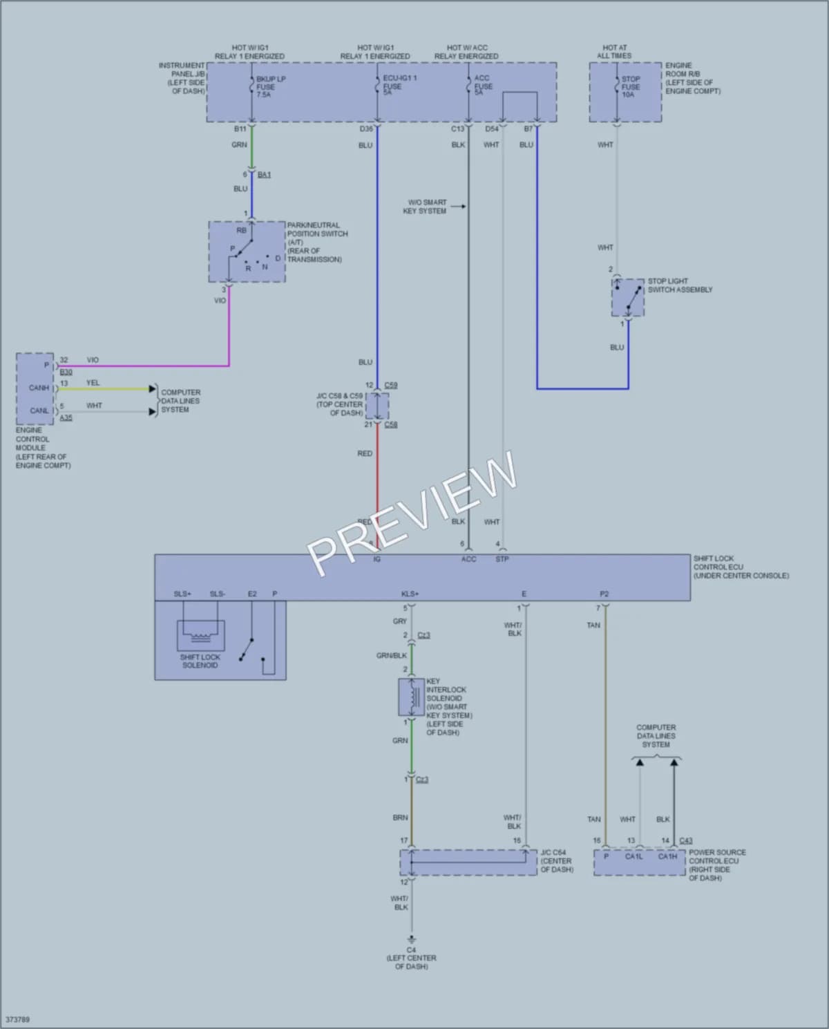 2012 Scion tC Shift Interlock wiring diagram preview