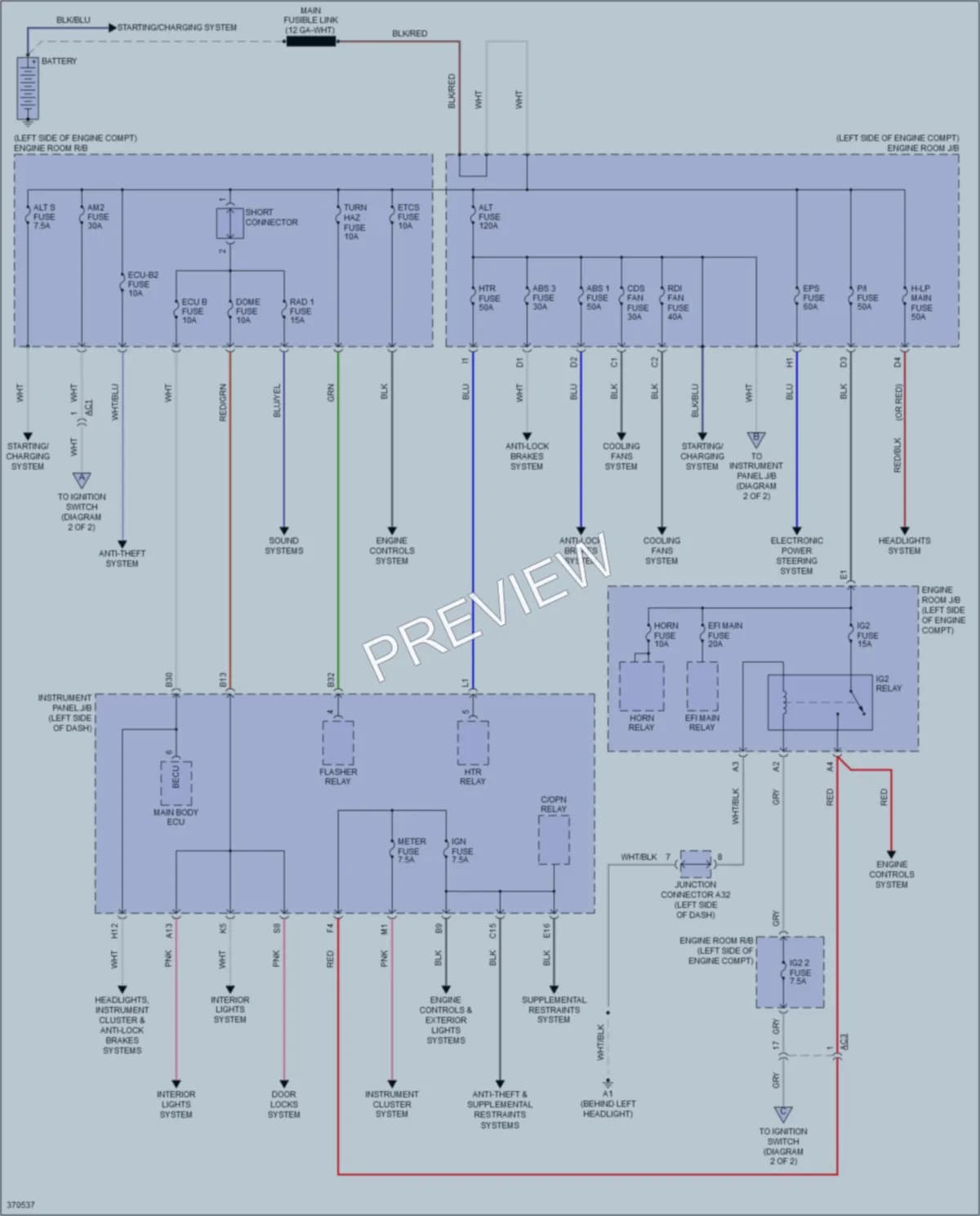 2012 Scion xB Power Distribution wiring diagram preview