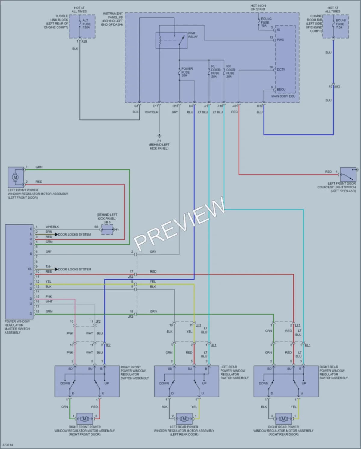 2012 Scion xD Power Windows wiring diagram preview
