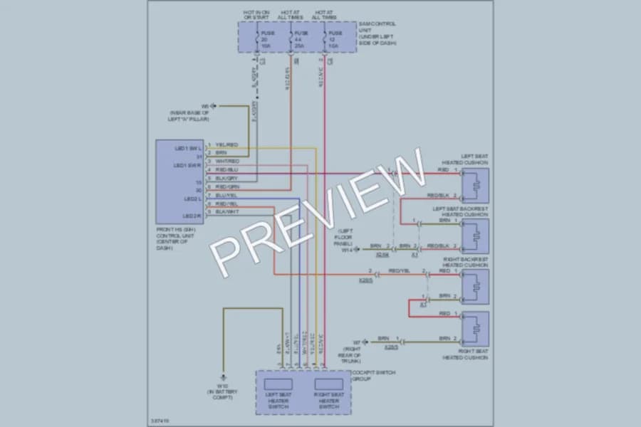 2012 Smart fortwo Power Seats wiring diagram preview
