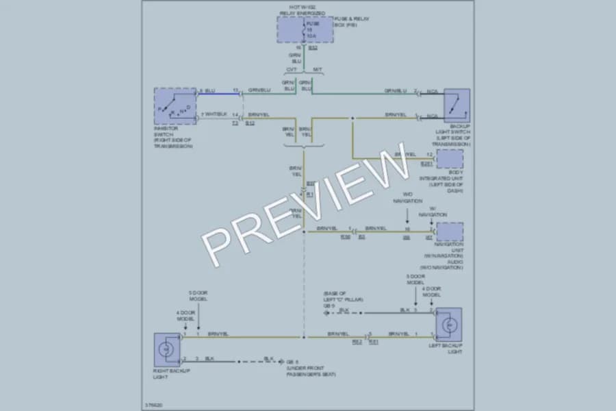 2012 Subaru 2.0L Eng Exterior Lights wiring diagram preview with protected circuit layout