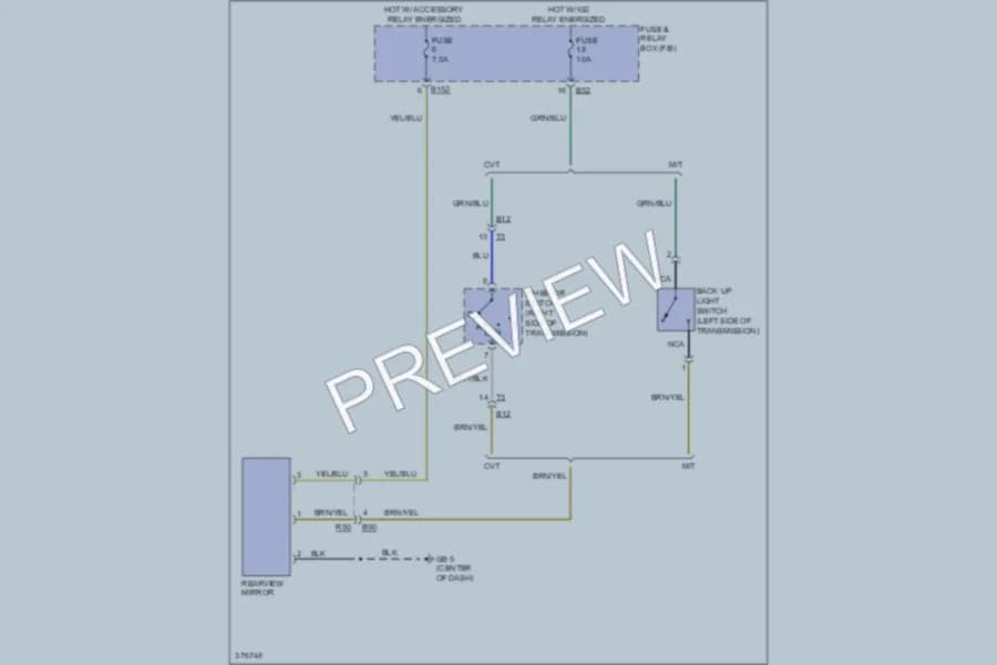 2012 Subaru 2.0L Eng Power Mirrors wiring diagram preview with protected circuit layout