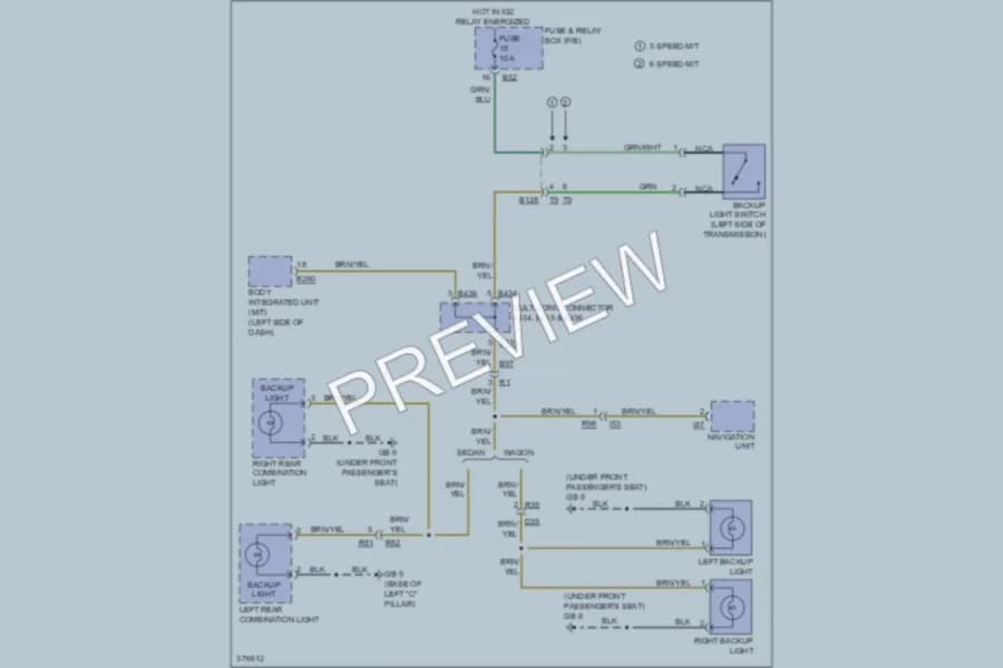 2012 Subaru 2.5L Eng Exterior Lights wiring diagram preview with protected circuit layout