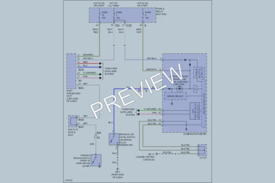 2012 Subaru 2.5L Eng Shift Interlock wiring diagram preview with protected circuit layout