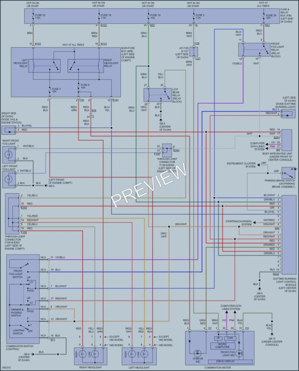 2012 Subaru Tribeca Headlights wiring diagram preview