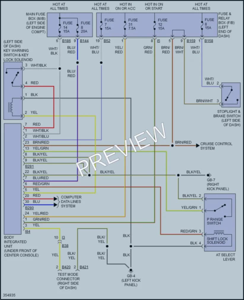 2012 Subaru Tribeca Shift Interlock wiring diagram preview