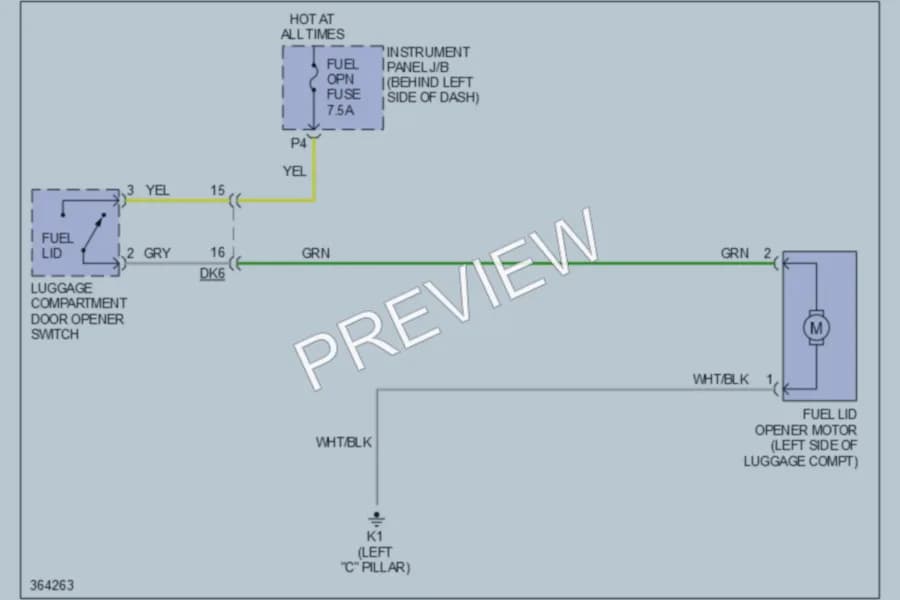 2012 Toyota Avalon Trunk Tailgate Fuel Door wiring diagram preview