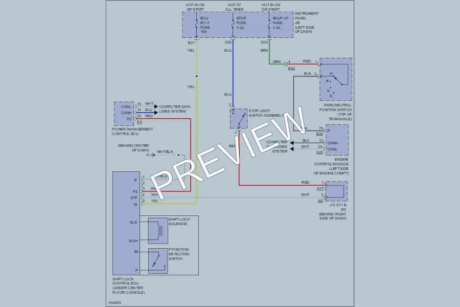 2012 Toyota Camry Shift Interlock wiring diagram preview
