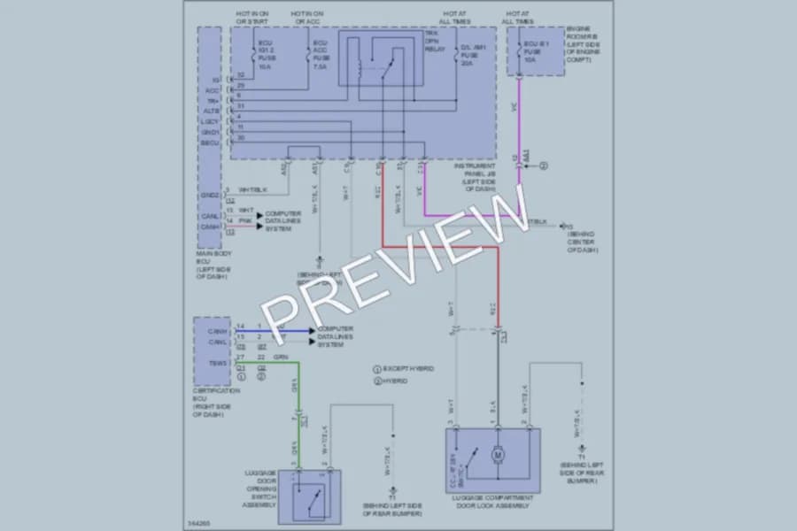 2012 Toyota Camry Trunk Tailgate Fuel Door wiring diagram preview