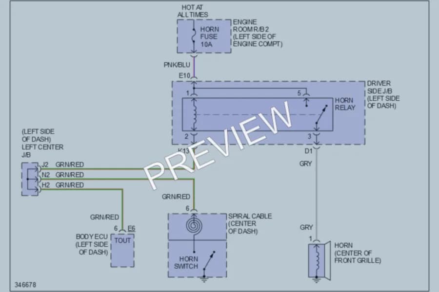 2012 Toyota FJCruiser Horn wiring diagram preview