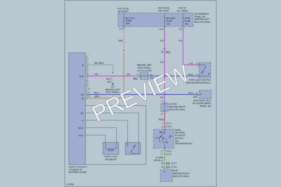 2012 Toyota Highlander Shift Interlock wiring diagram preview