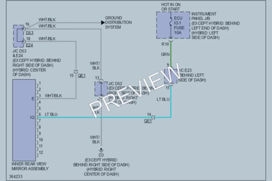 2012 Toyota HighlanderHybrid Power Mirrors wiring diagram preview