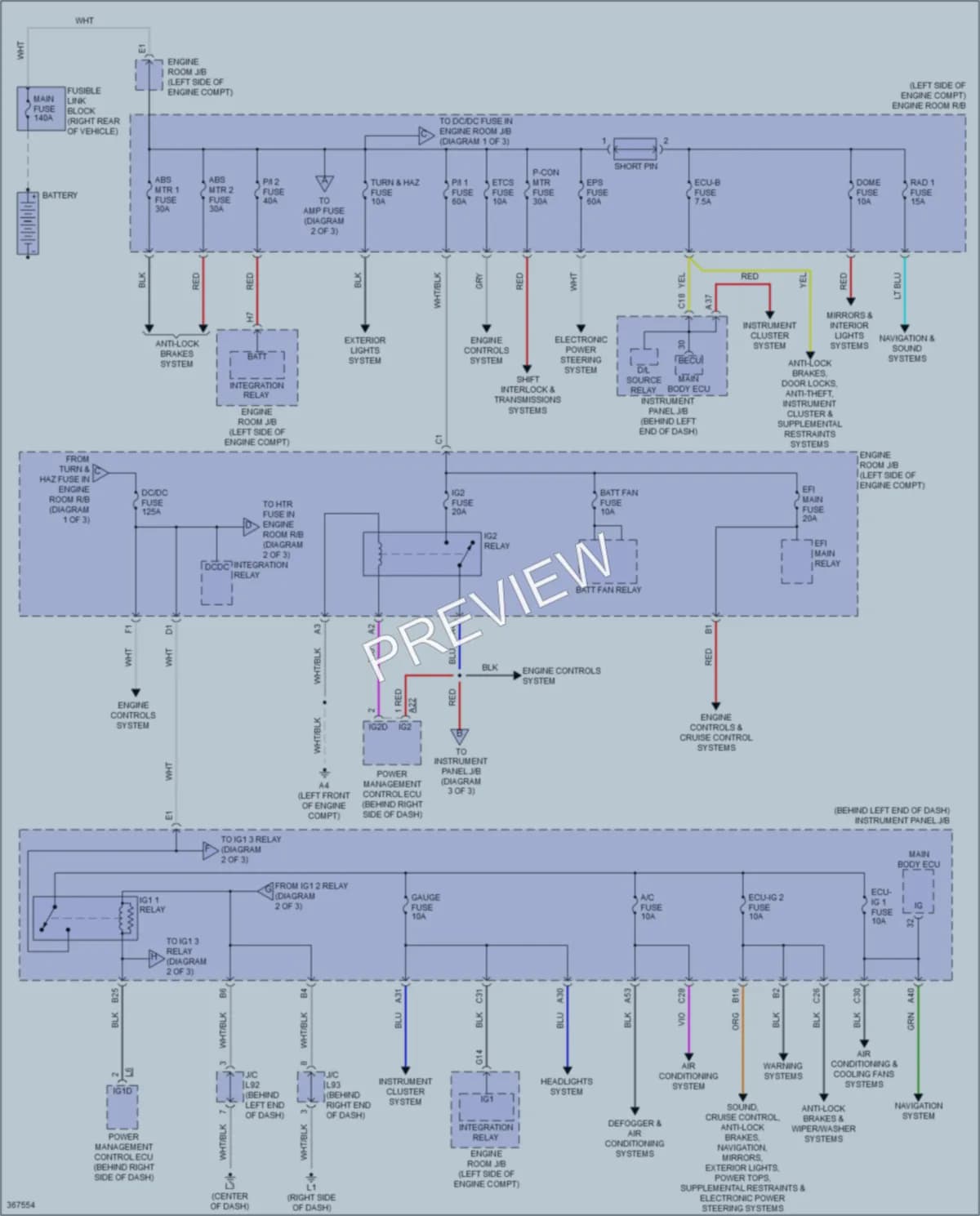 2012 Toyota Prius Power Distribution wiring diagram preview
