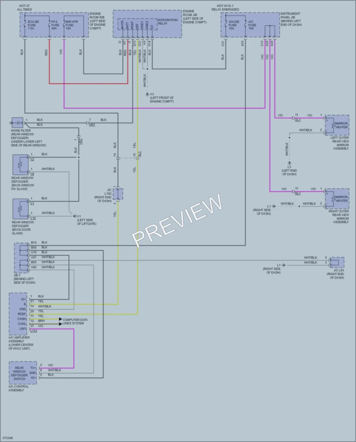 2012 Toyota Plug In Defoggers wiring diagram preview with protected circuit layout