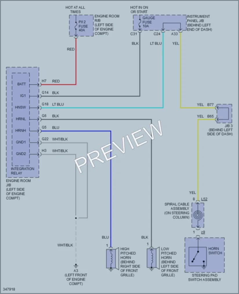2012 Toyota PriusPlugin Horn wiring diagram preview