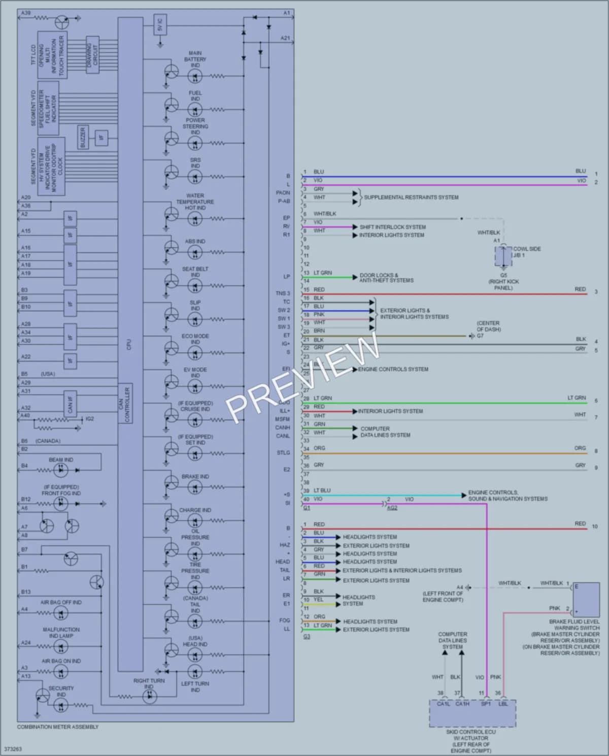 2012 Toyota Priusc Instrument Cluster wiring diagram preview