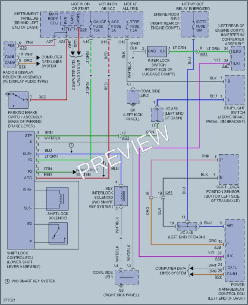 2012 Toyota Priusc Shift Interlock wiring diagram preview