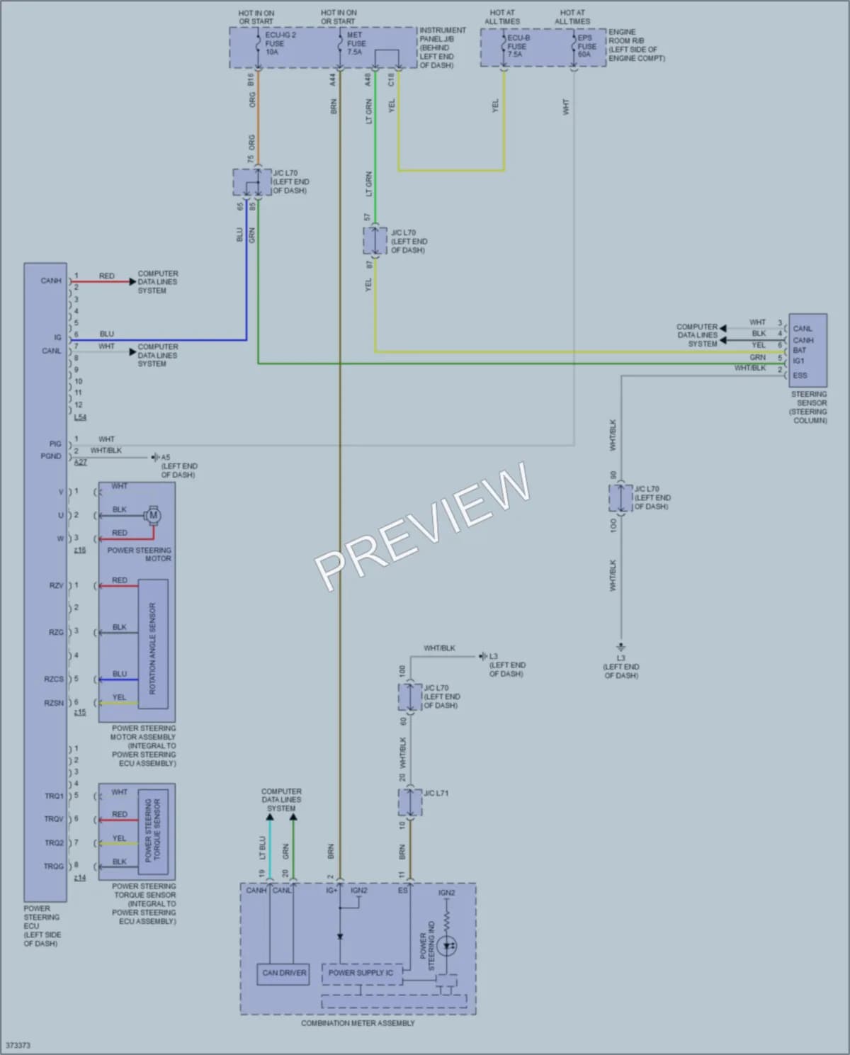 2012 Toyota Priusv Electronic Power Steering wiring diagram preview