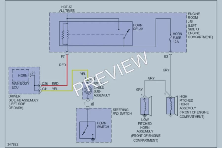 2012 Toyota Venza Horn wiring diagram preview