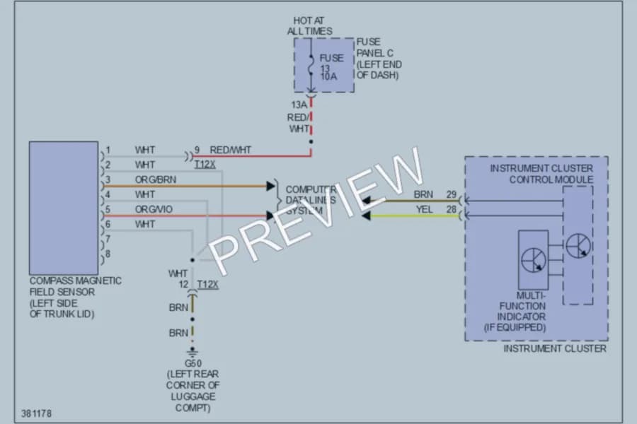 2012 Volkswagen Eos Instrument Cluster wiring diagram preview