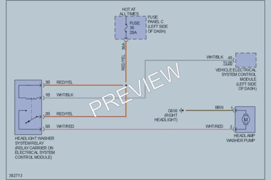 2012 Volkswagen 4D Wagon Wiper Washer wiring diagram preview with protected circuit layout
