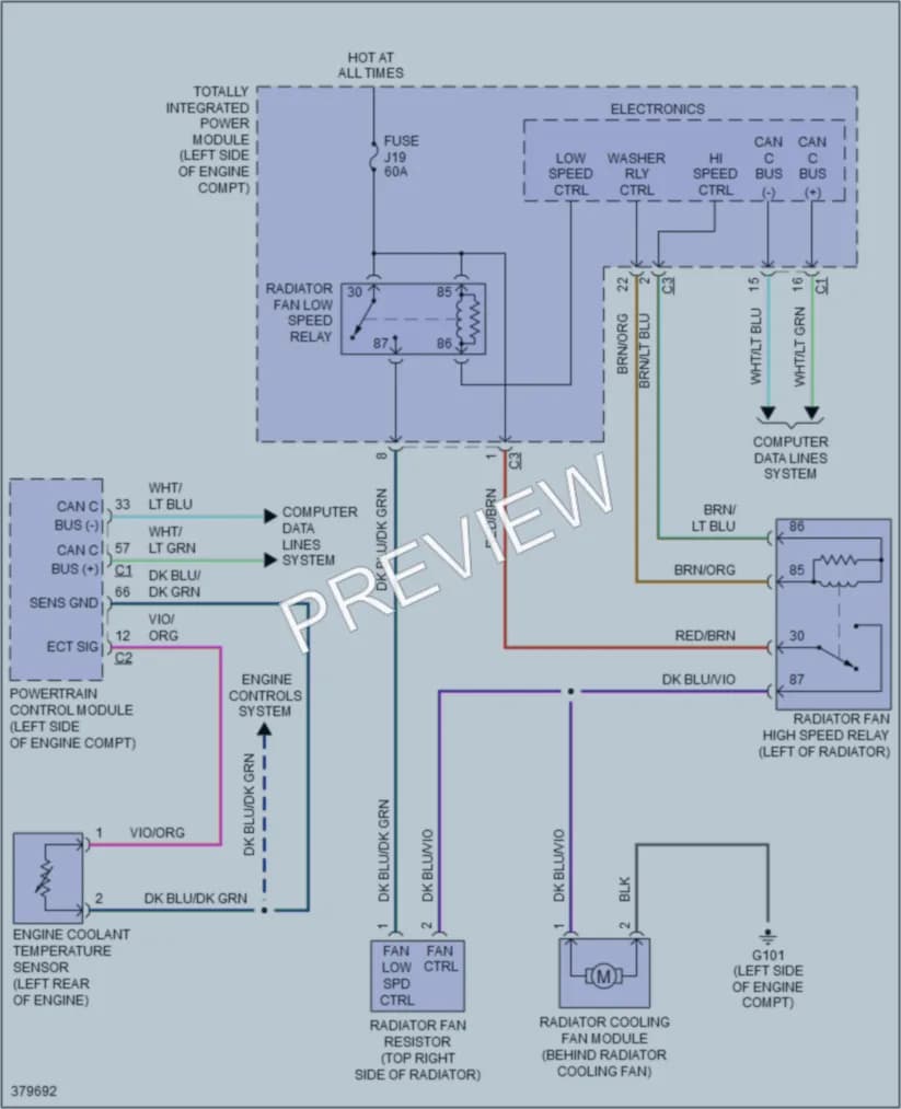 2012 Volkswagen Routan Cooling Fan wiring diagram preview