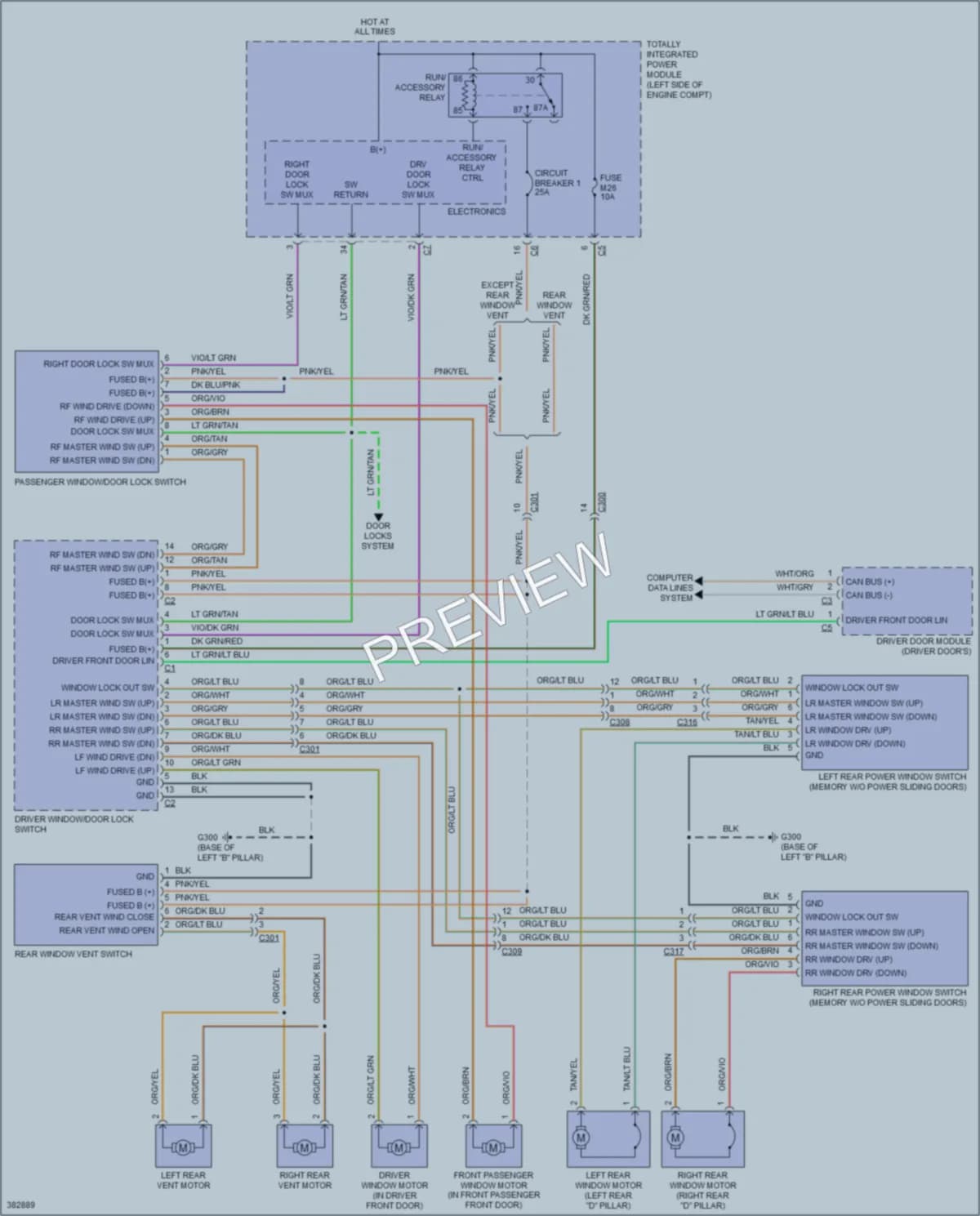 2012 Volkswagen Routan Power Windows wiring diagram preview