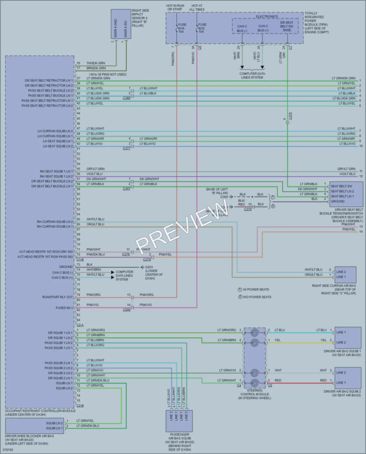 2012 Volkswagen Routan Supplemental Restraints wiring diagram preview