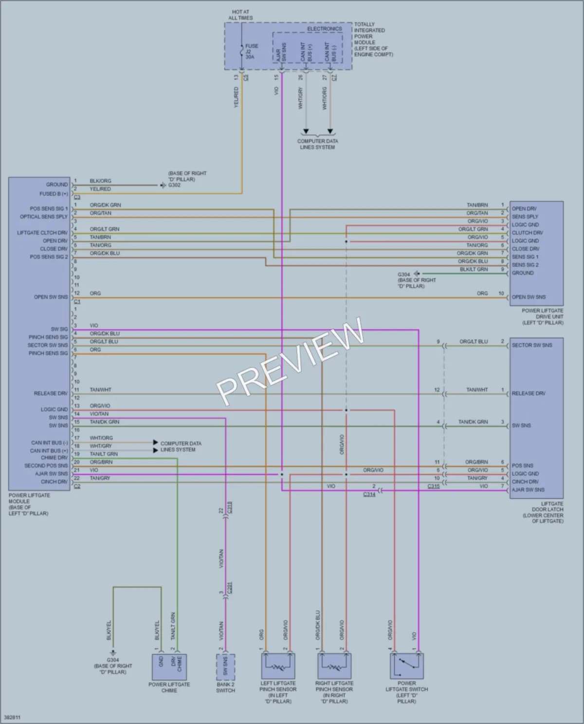 2012 Volkswagen Routan Trunk Tailgate Fuel Door wiring diagram preview