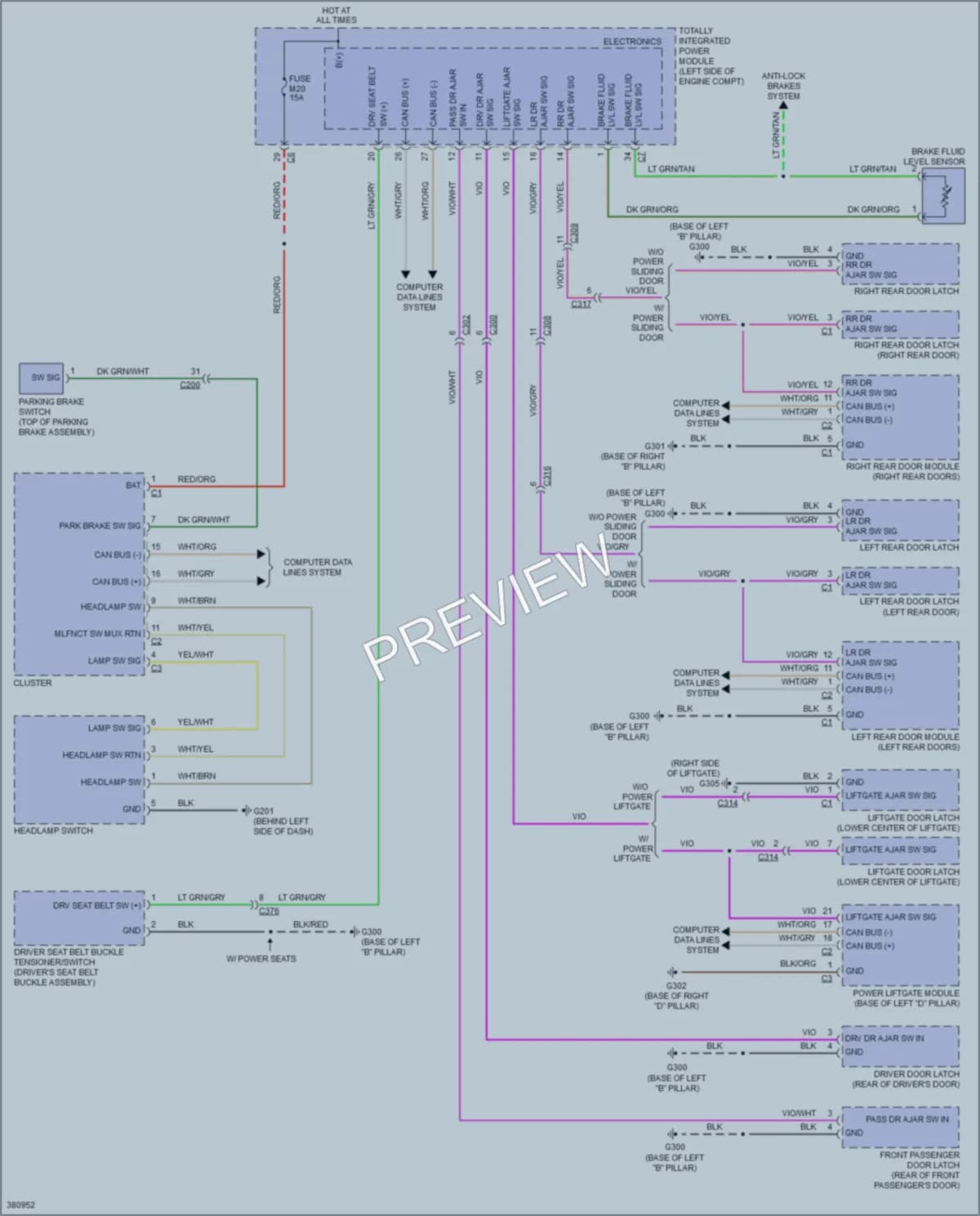 2012 Volkswagen Routan Warning Systems wiring diagram preview