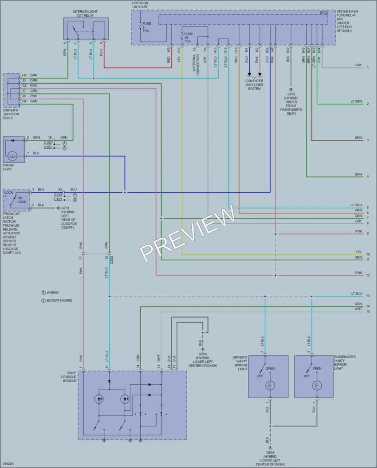 2013 Acura ILXHybrid Interior Lights wiring diagram preview