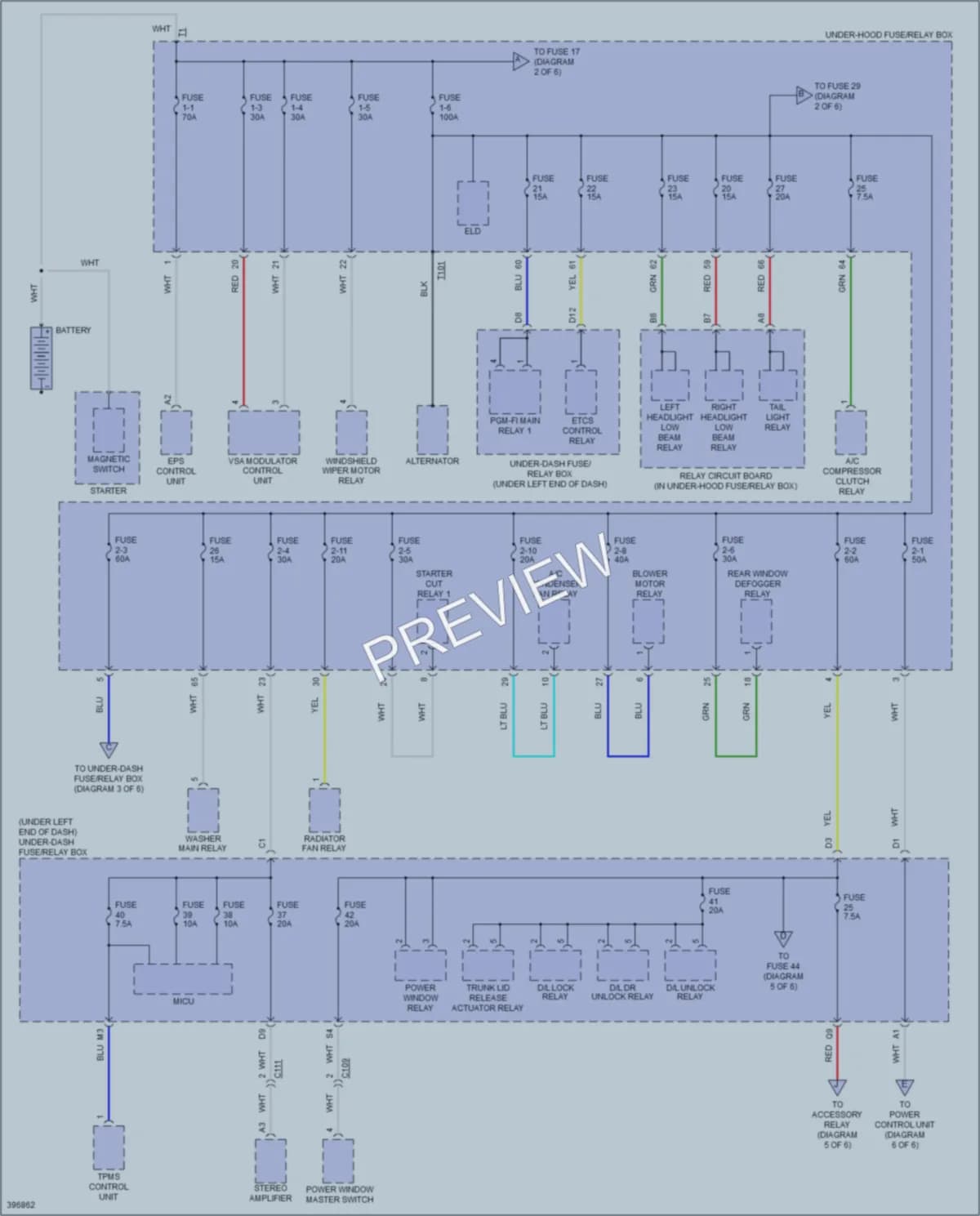 2013 Acura ILXHybrid Power Distribution wiring diagram preview