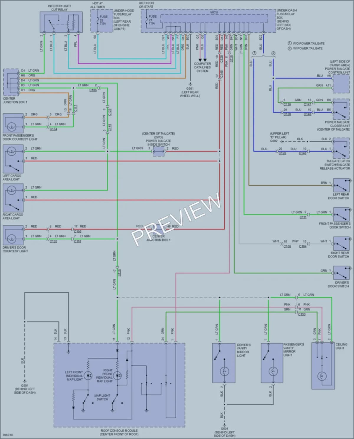 2013 Acura RDX Interior Lights wiring diagram preview