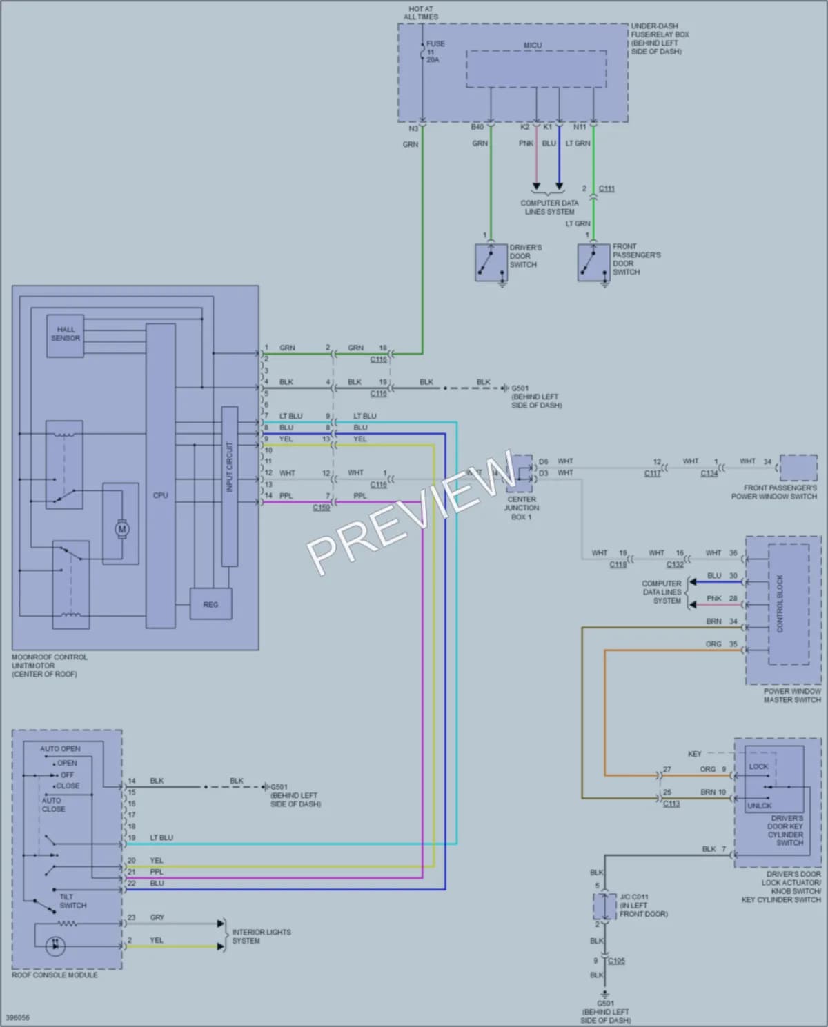 2013 Acura RDX Power Top Sunroof wiring diagram preview