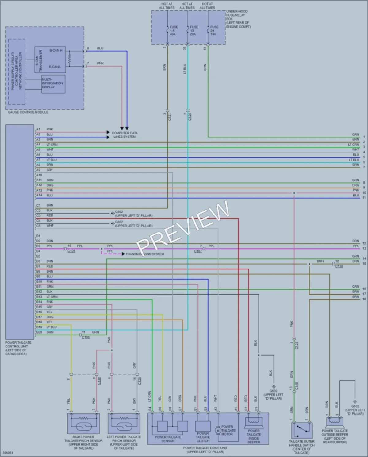 2013 Acura RDX Trunk Tailgate Fuel Door wiring diagram preview