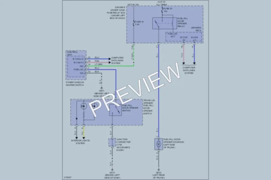 2013 Acura TL Trunk Tailgate Fuel Door wiring diagram preview