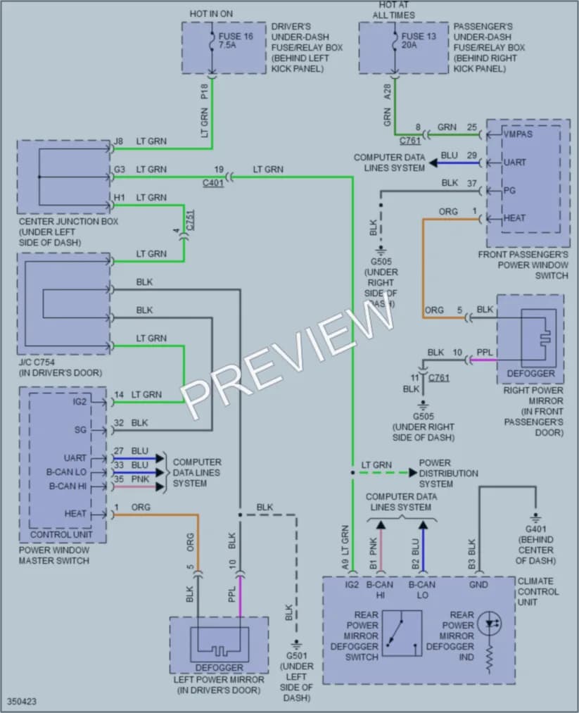 2013 Acura TSX Defoggers wiring diagram preview