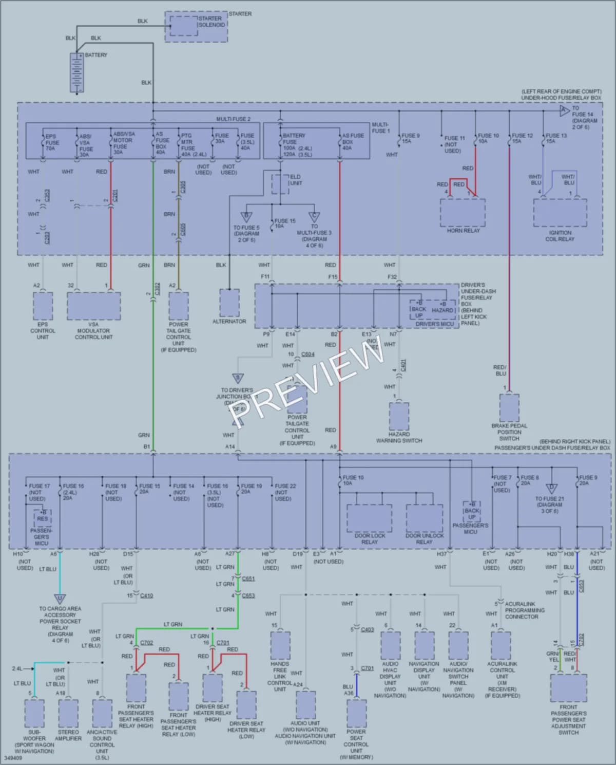 2013 Acura TSX Power Distribution wiring diagram preview