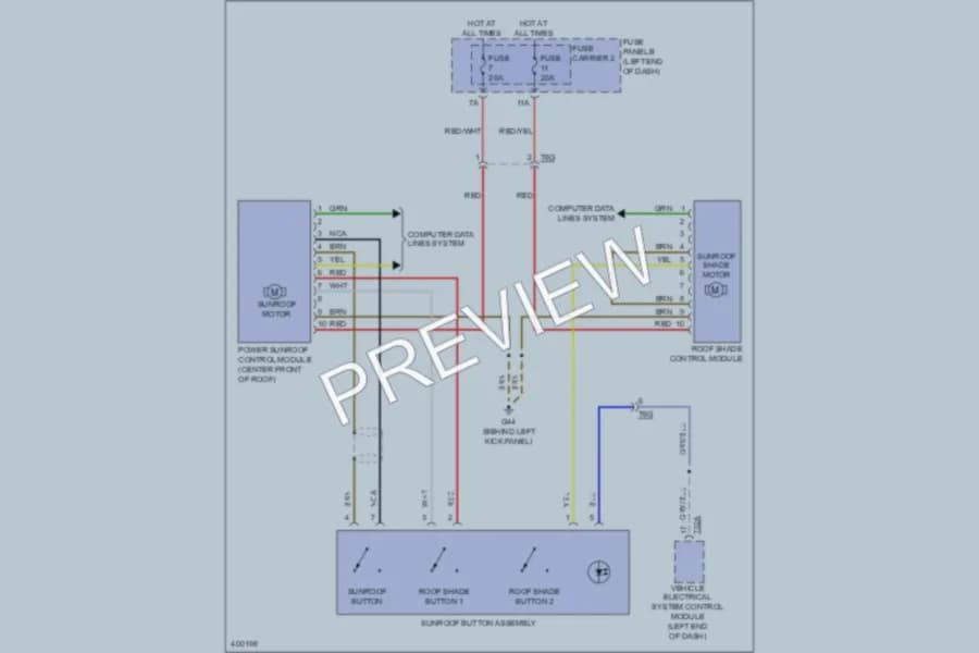2013 Audi A6 Power Top Sunroof wiring diagram preview