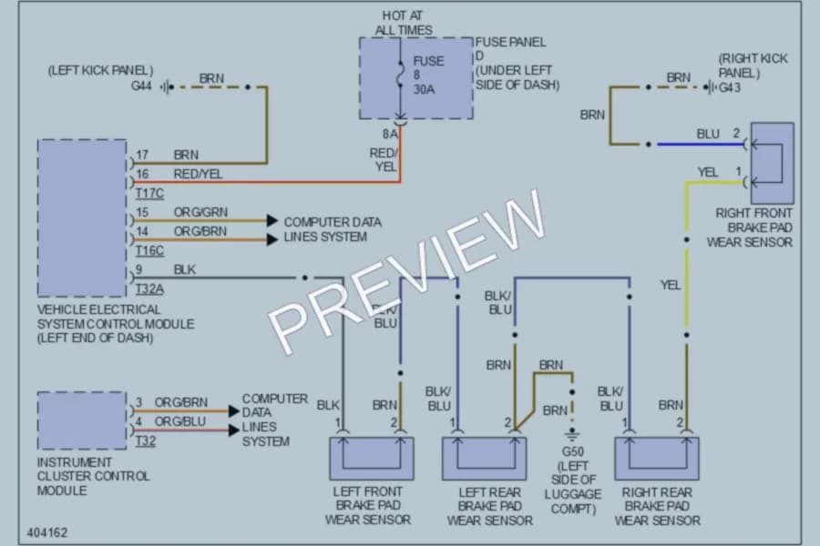 2013 Audi A7 Warning Systems wiring diagram preview