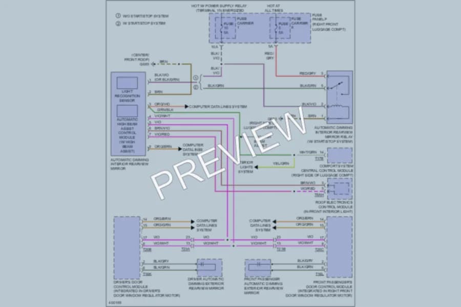 2013 Audi A8 Power Mirrors wiring diagram preview