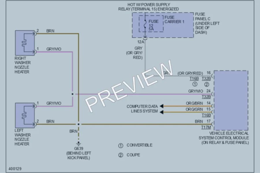 2013 Audi RS5 Wiper Washer wiring diagram preview