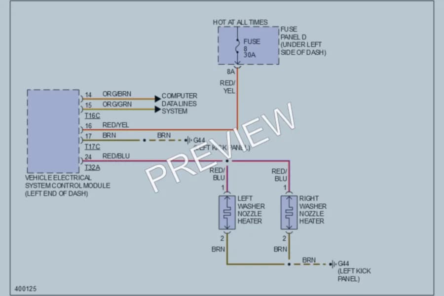 2013 Audi S7 Wiper Washer wiring diagram preview